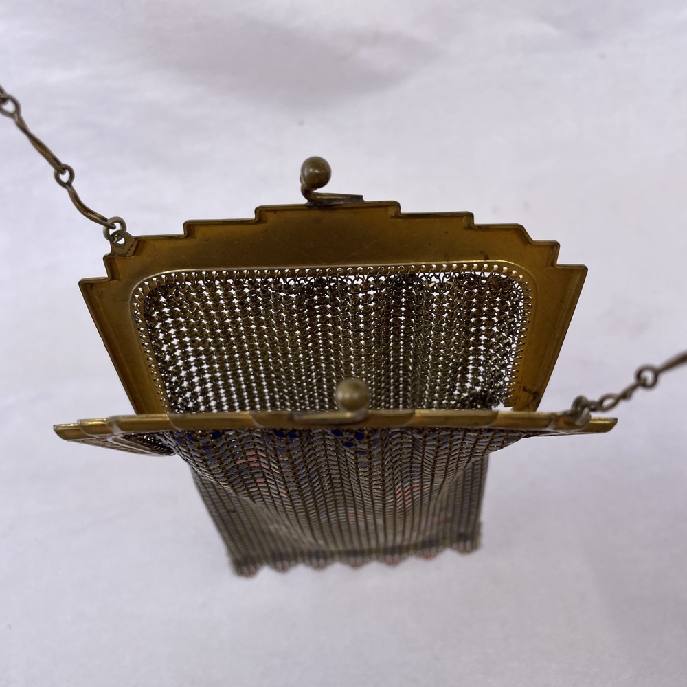 Antique Whiting & Davis Mesh Purse Navy Blue Art Deco Flapper Bag - Picture 8 of 14